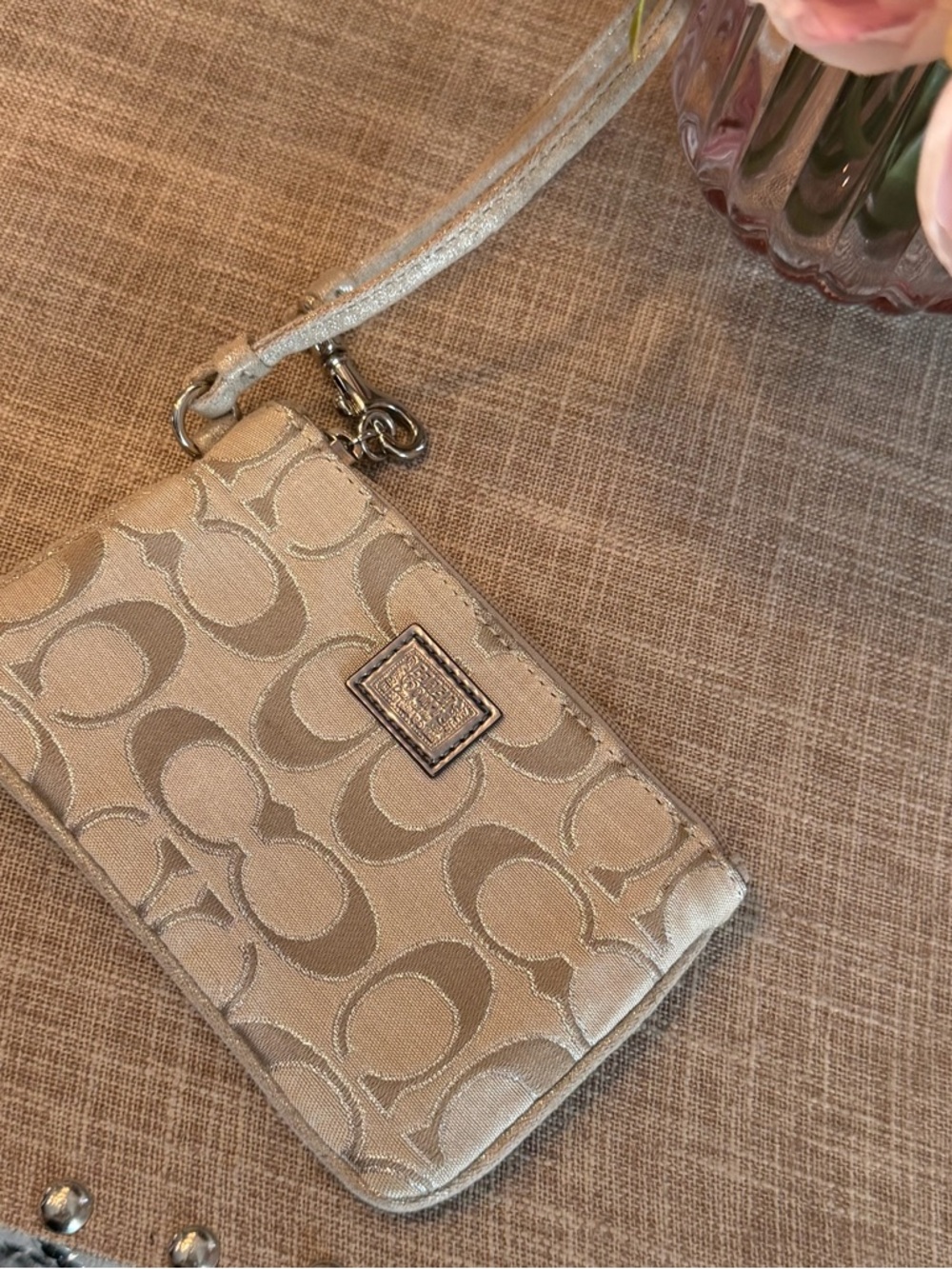 Coach EUC Silver Signature Wristlet Pouch - Picture 5 of 5